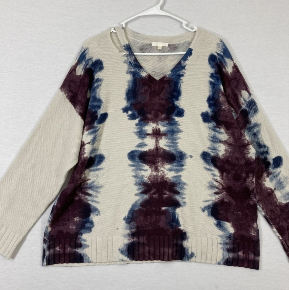 Lisa Todd Tie Dye V-Neck Cut Out Sweater